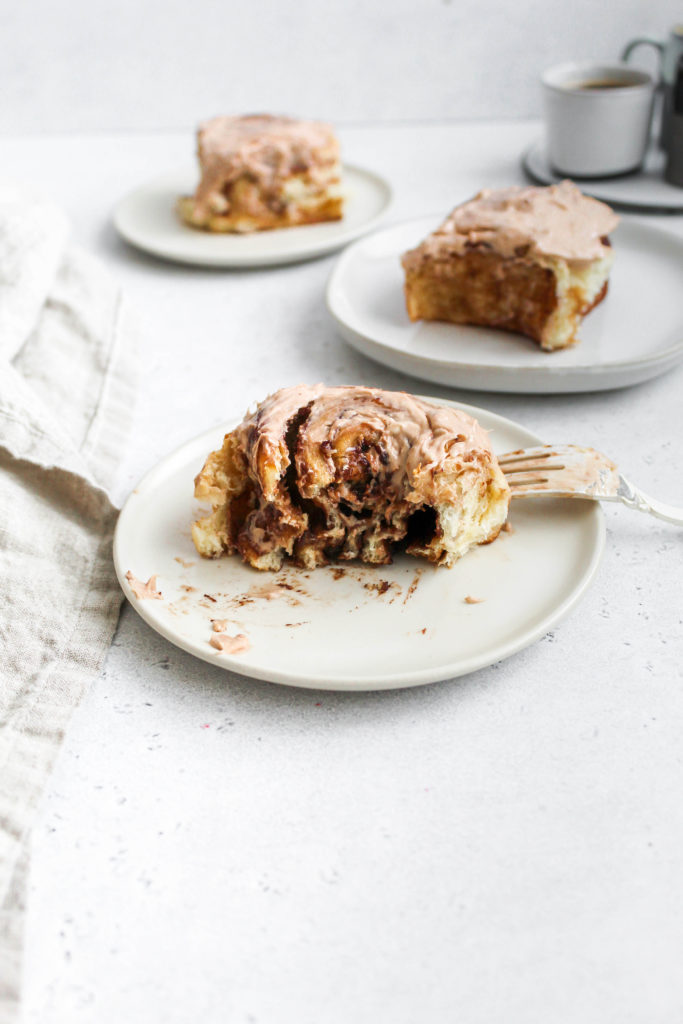 chocolate sweet rolls with cream cheese frosting