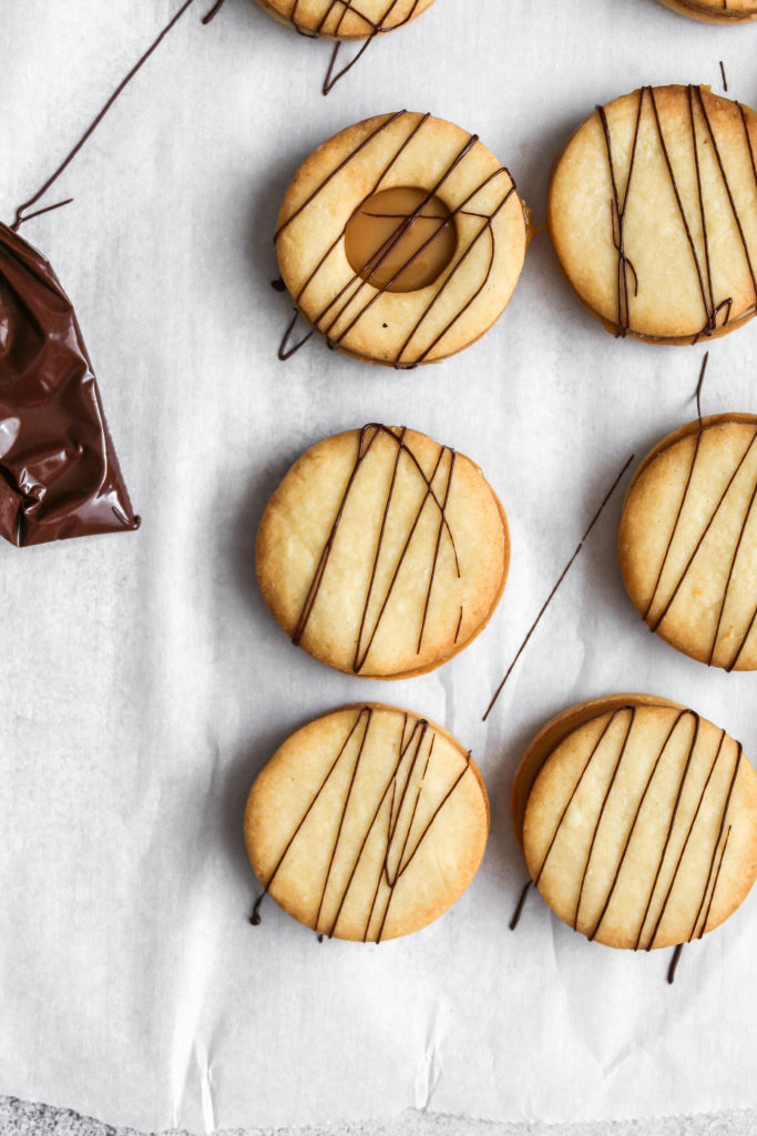 cookies drizzled with chocolate