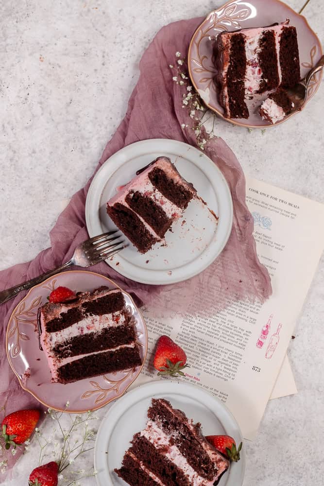 chocolate cake with strawberry filling