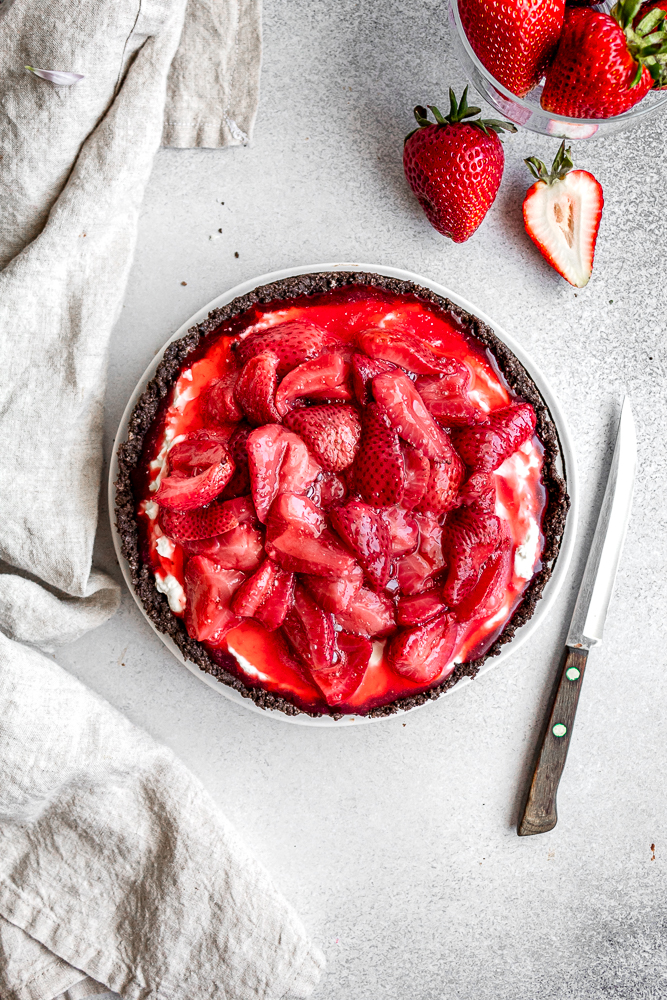 no bake strawberry cheesecake tart