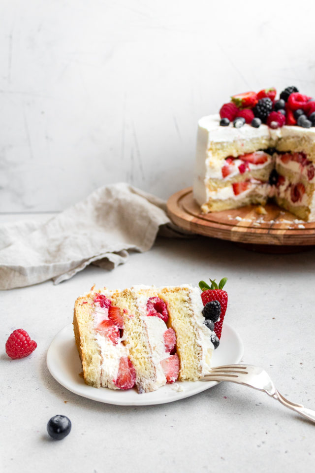 Triple Berry Layer Cake with Cream Cheese Frosting - Tasty Treat Pantry