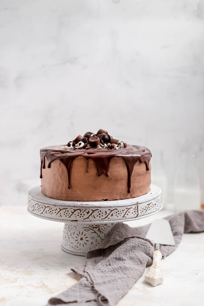 chocolate cake with ganache drip