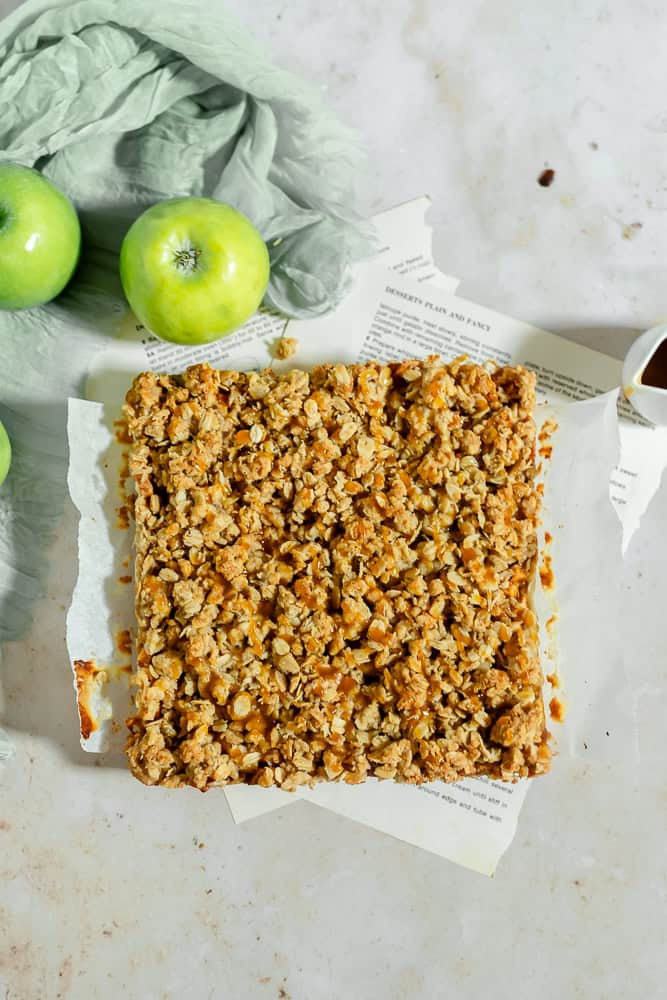 apple bars with caramel drizzle